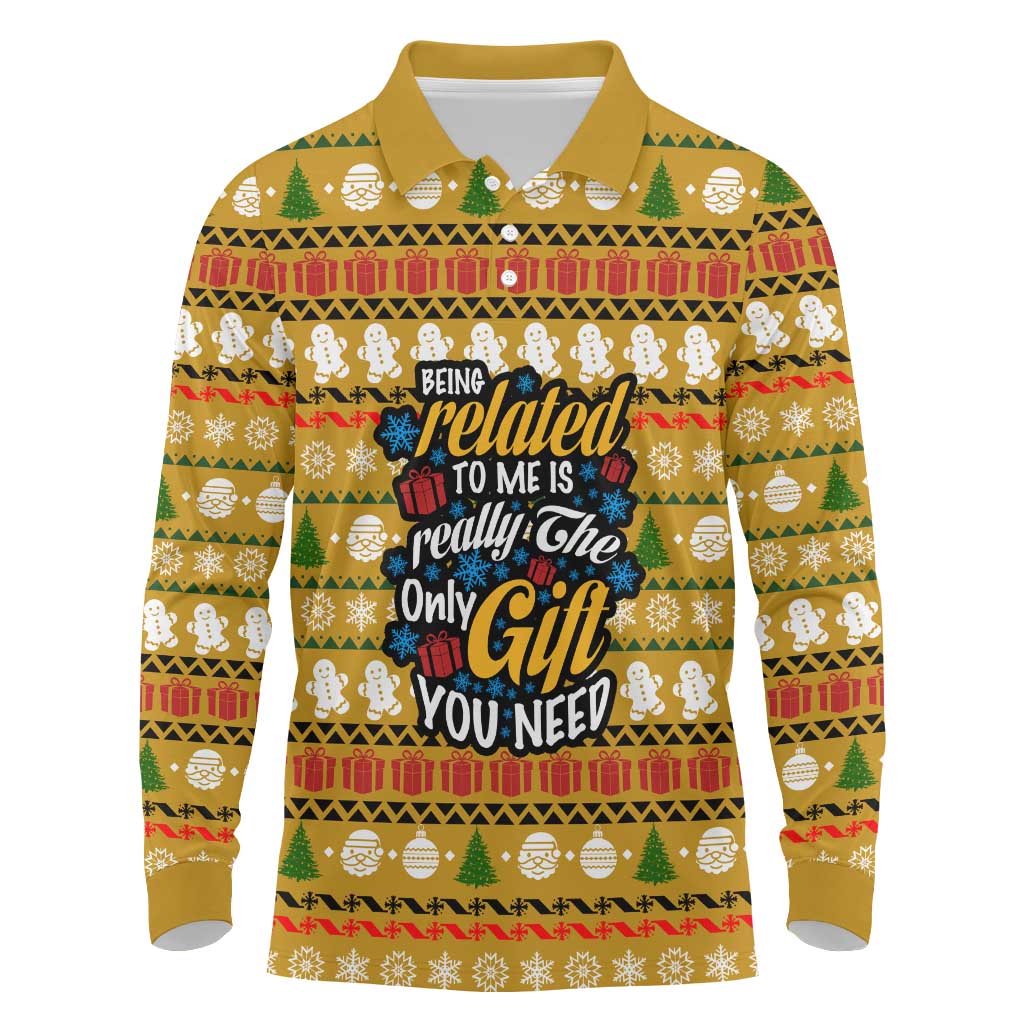 The Only Gift You Need Christmas Long Sleeve Polo Shirt Xmas Holiday Patterns - Wonder Print Shop