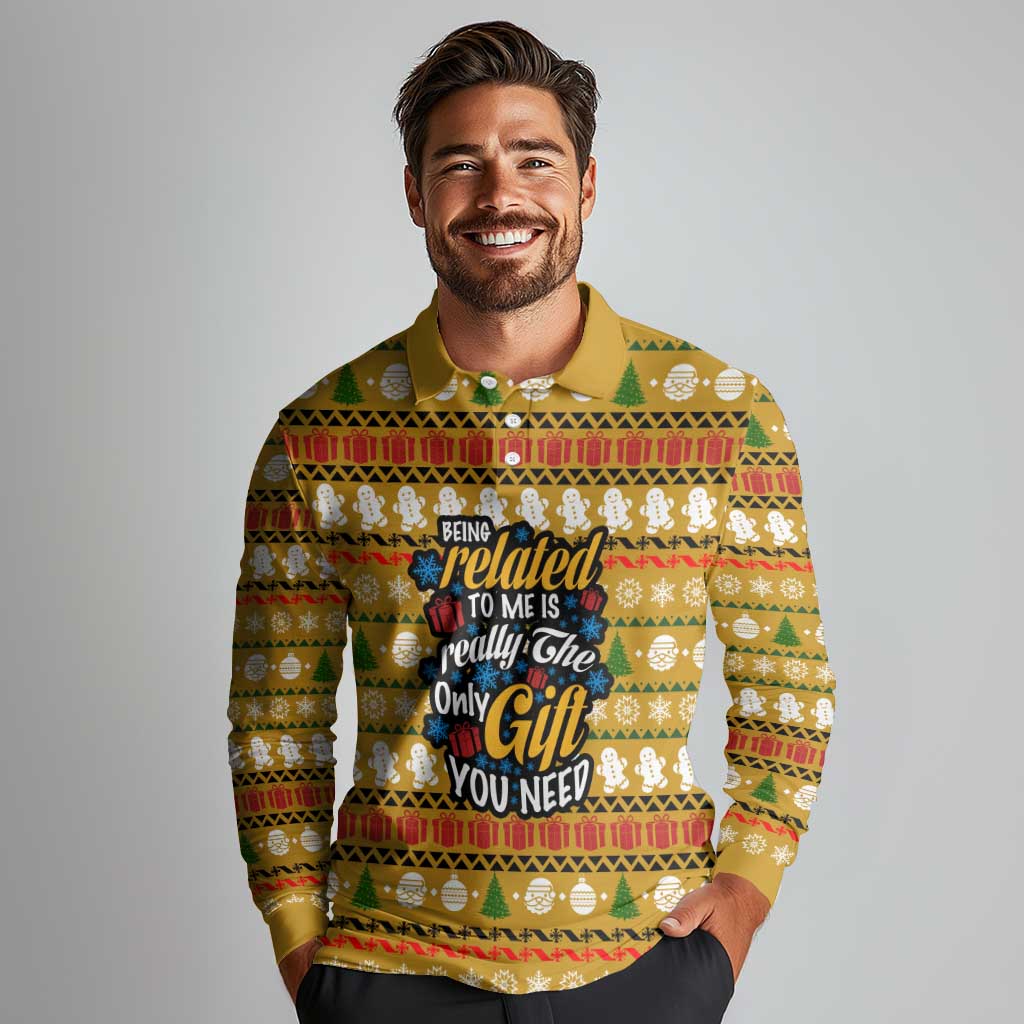 The Only Gift You Need Christmas Long Sleeve Polo Shirt Xmas Holiday Patterns - Wonder Print Shop