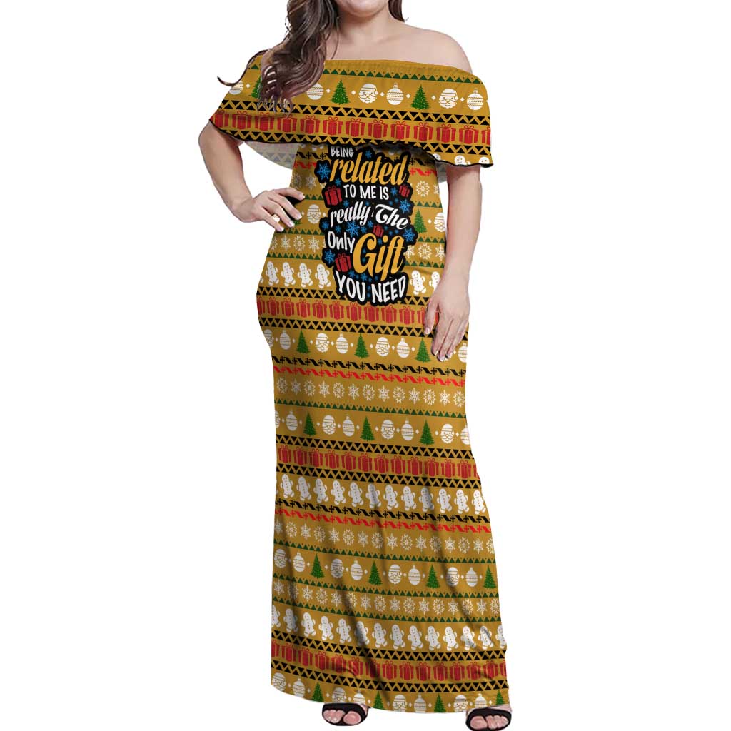 The Only Gift You Need Christmas Off Shoulder Maxi Dress Xmas Holiday Patterns - Wonder Print Shop