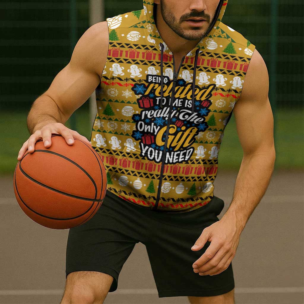 The Only Gift You Need Christmas Sleeveless Zip Hoodie Xmas Holiday Patterns - Wonder Print Shop