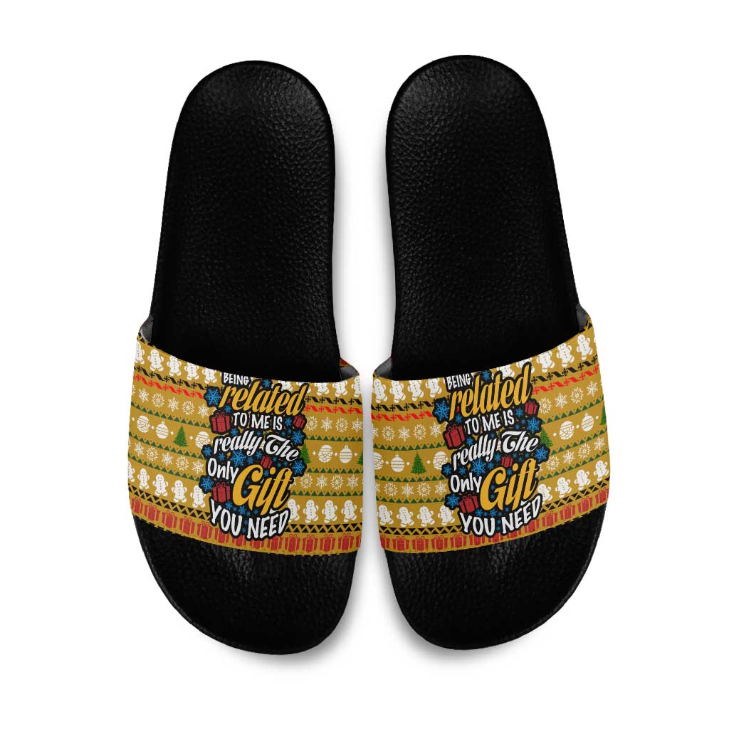The Only Gift You Need Christmas Slide Sandals Xmas Holiday Patterns - undefined