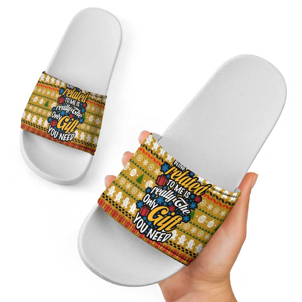 The Only Gift You Need Christmas Slide Sandals Xmas Holiday Patterns - undefined