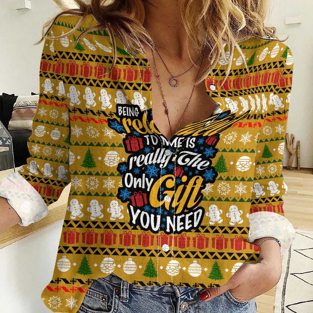 The Only Gift You Need Christmas Women Casual Shirt Xmas Holiday Patterns - Wonder Print Shop