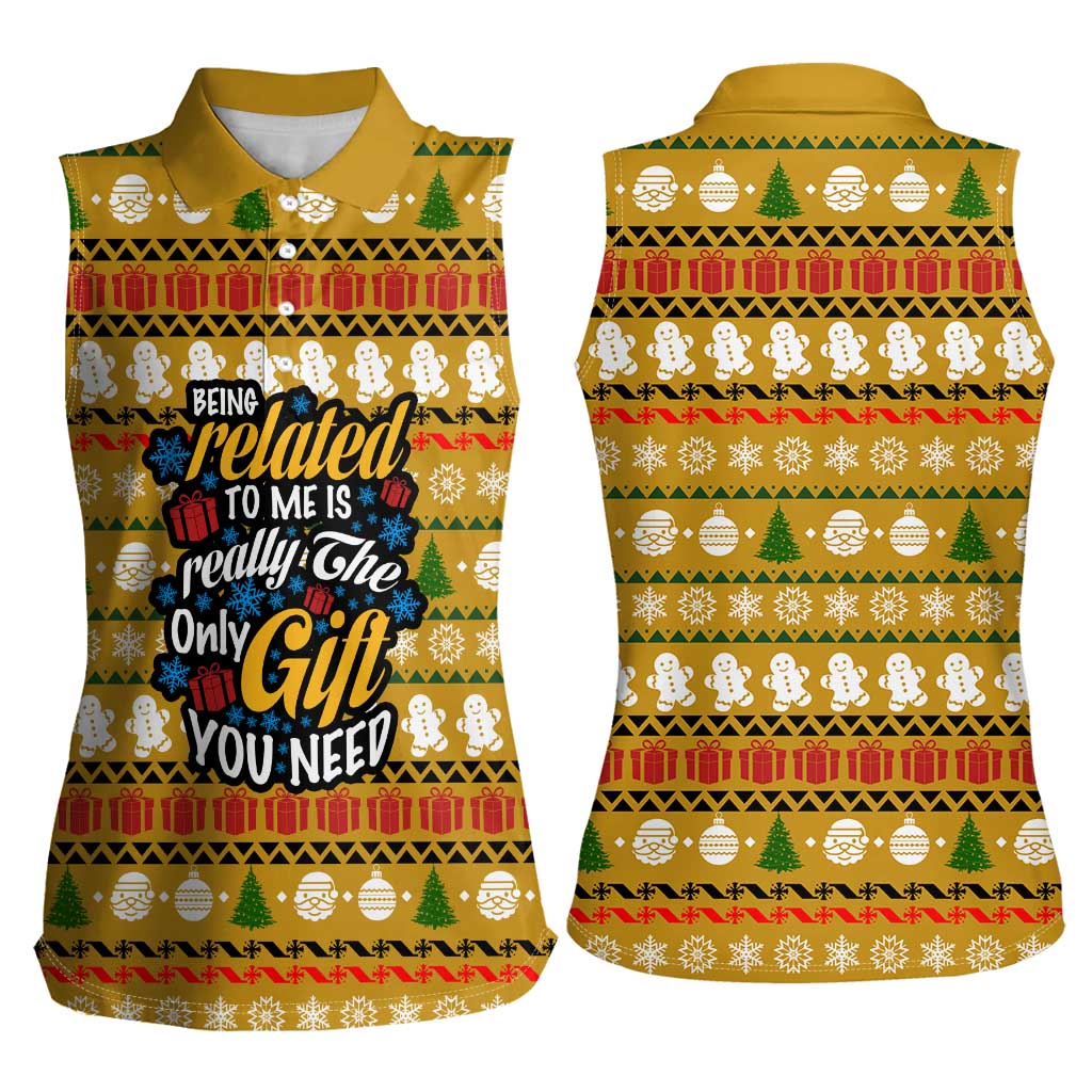 The Only Gift You Need Christmas Women Sleeveless Polo Shirt Xmas Holiday Patterns - Wonder Print Shop