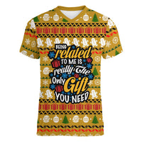 The Only Gift You Need Christmas Women V-Neck T-Shirt Xmas Holiday Patterns - Wonder Print Shop