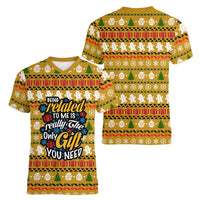 The Only Gift You Need Christmas Women V-Neck T-Shirt Xmas Holiday Patterns - Wonder Print Shop