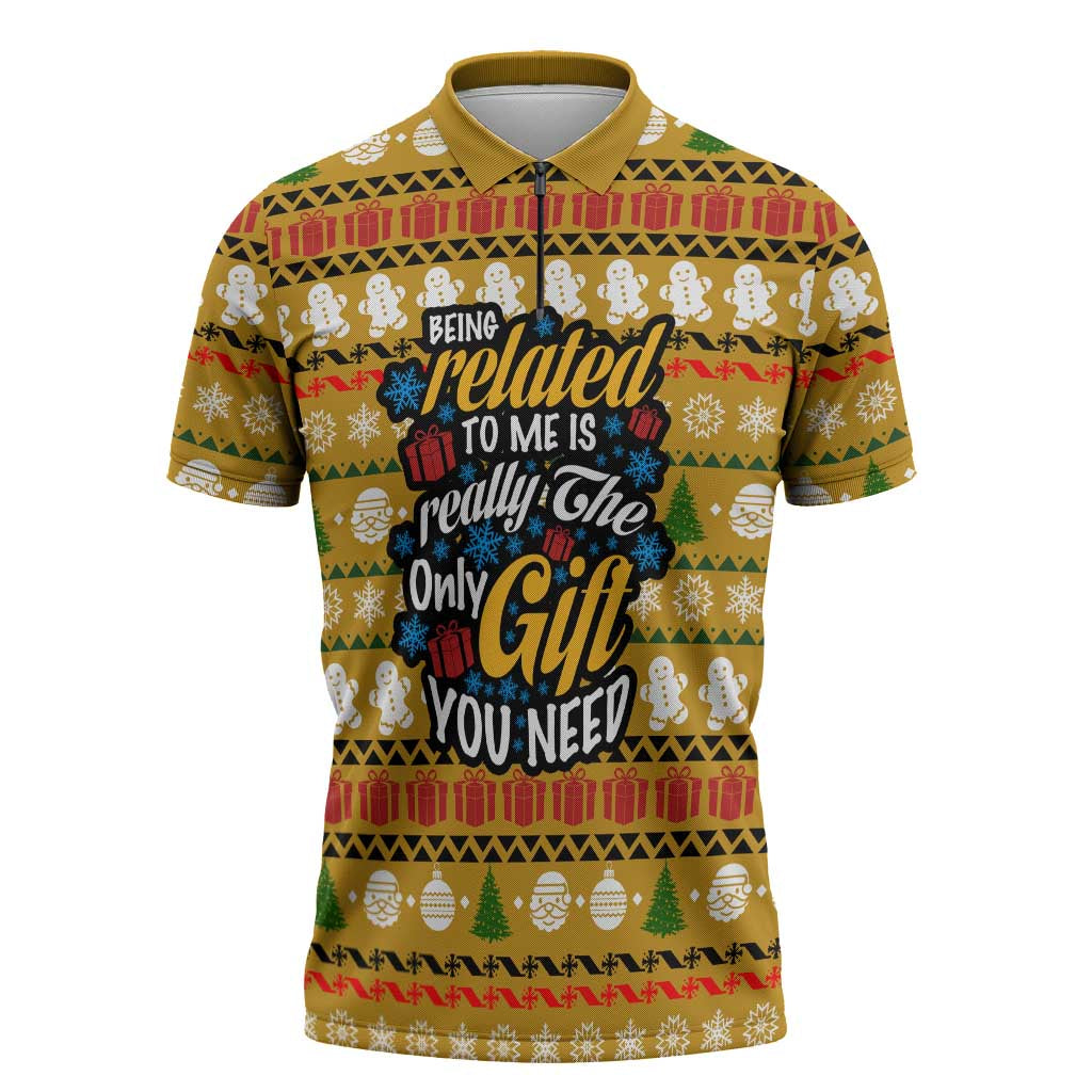The Only Gift You Need Christmas Zipper Polo Shirt Xmas Holiday Patterns - Wonder Print Shop
