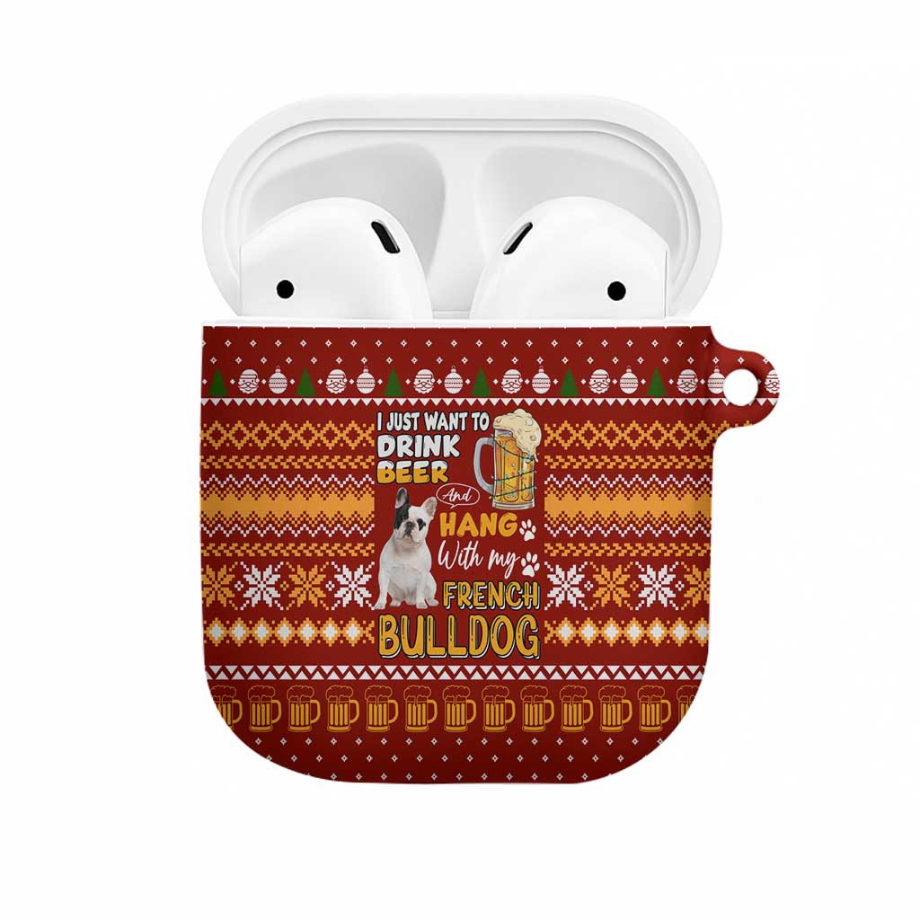 Drink Beer With French Bulldog Christmas AirPods Case Xmas Holiday Patterns - undefined