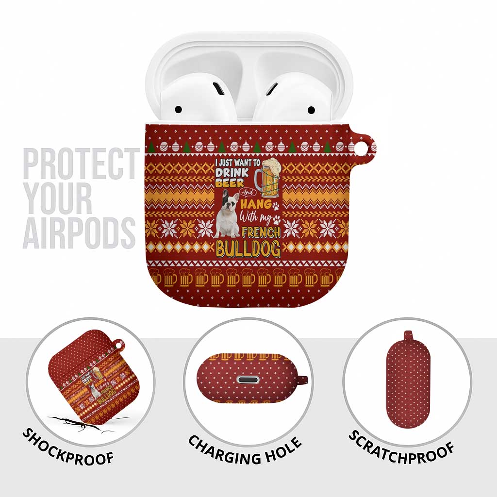 Drink Beer With French Bulldog Christmas AirPods Case Xmas Holiday Patterns - undefined