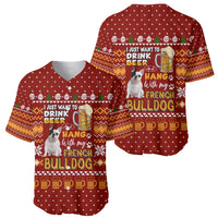 Drink Beer With French Bulldog Christmas Baseball Jersey Xmas Holiday Patterns - Wonder Print Shop