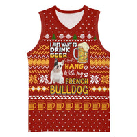 Drink Beer With French Bulldog Christmas Basketball Jersey Xmas Holiday Patterns - Wonder Print Shop