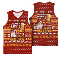 Drink Beer With French Bulldog Christmas Basketball Jersey Xmas Holiday Patterns - Wonder Print Shop