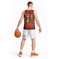 Drink Beer With French Bulldog Christmas Basketball Jersey Xmas Holiday Patterns - Wonder Print Shop