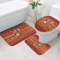 Drink Beer With French Bulldog Christmas Bathroom Set Xmas Holiday Patterns - Wonder Print Shop