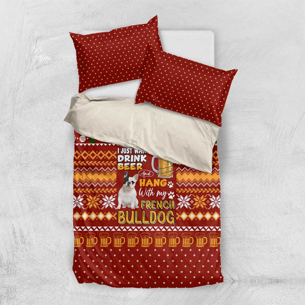 Drink Beer With French Bulldog Christmas Bedding Set Xmas Holiday Patterns - Wonder Print Shop