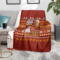 Drink Beer With French Bulldog Christmas Blanket Xmas Holiday Patterns - Wonder Print Shop