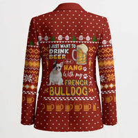 Drink Beer With French Bulldog Christmas Blazer Xmas Holiday Patterns - Wonder Print Shop