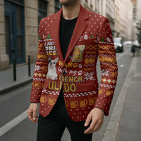 Drink Beer With French Bulldog Christmas Blazer Xmas Holiday Patterns - Wonder Print Shop