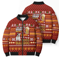 Drink Beer With French Bulldog Christmas Bomber Puffer Jacket Xmas Holiday Patterns - Wonder Print Shop