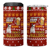 Drink Beer With French Bulldog Christmas 4 in 1 Can Cooler Tumbler Xmas Holiday Patterns - Wonder Print Shop