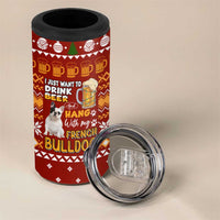 Drink Beer With French Bulldog Christmas 4 in 1 Can Cooler Tumbler Xmas Holiday Patterns - Wonder Print Shop