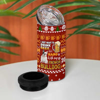Drink Beer With French Bulldog Christmas 4 in 1 Can Cooler Tumbler Xmas Holiday Patterns - Wonder Print Shop