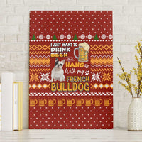 Drink Beer With French Bulldog Christmas Canvas Wall Art Xmas Holiday Patterns - Wonder Print Shop