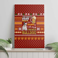 Drink Beer With French Bulldog Christmas Canvas Wall Art Xmas Holiday Patterns - Wonder Print Shop