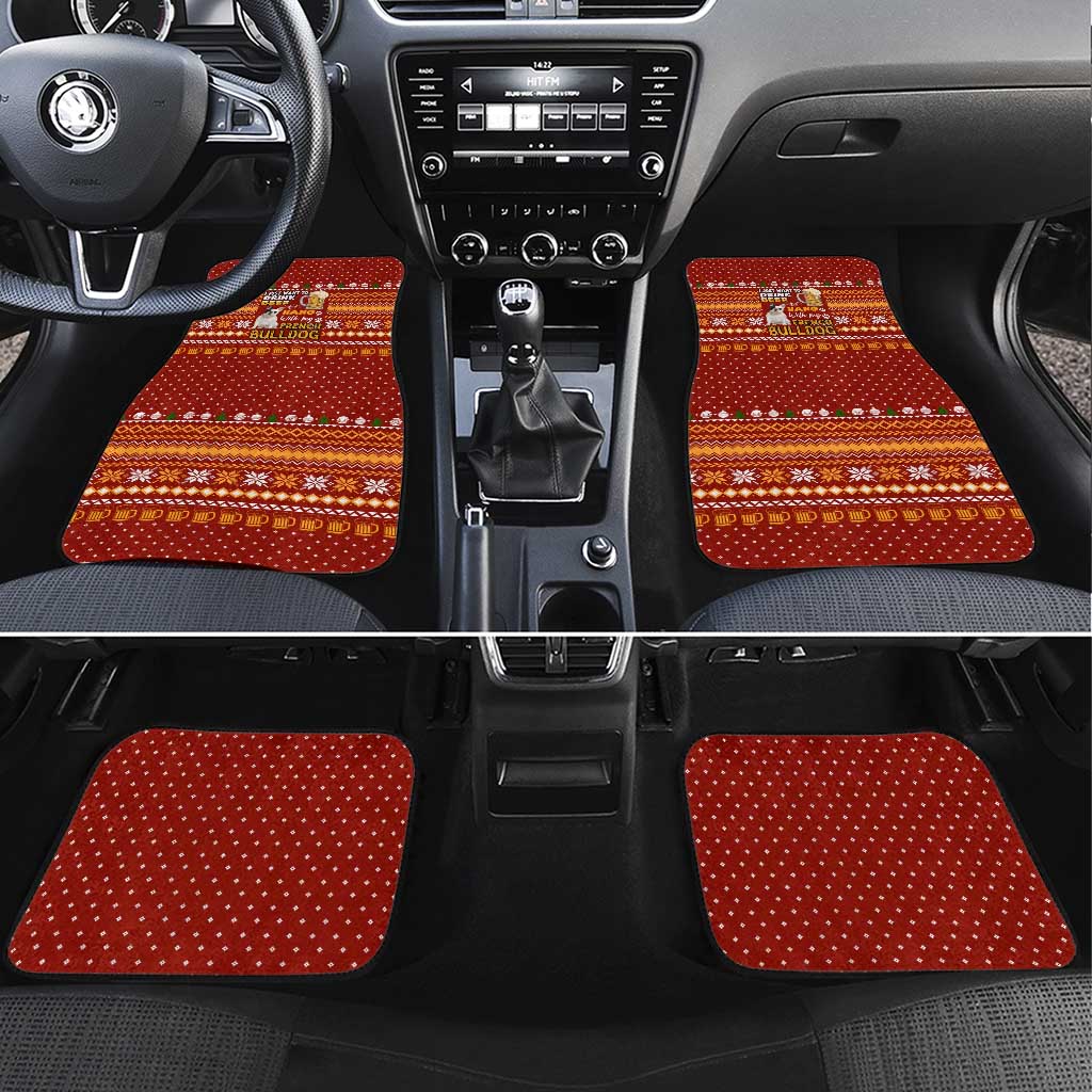 Drink Beer With French Bulldog Christmas Car Mats Xmas Holiday Patterns - Wonder Print Shop