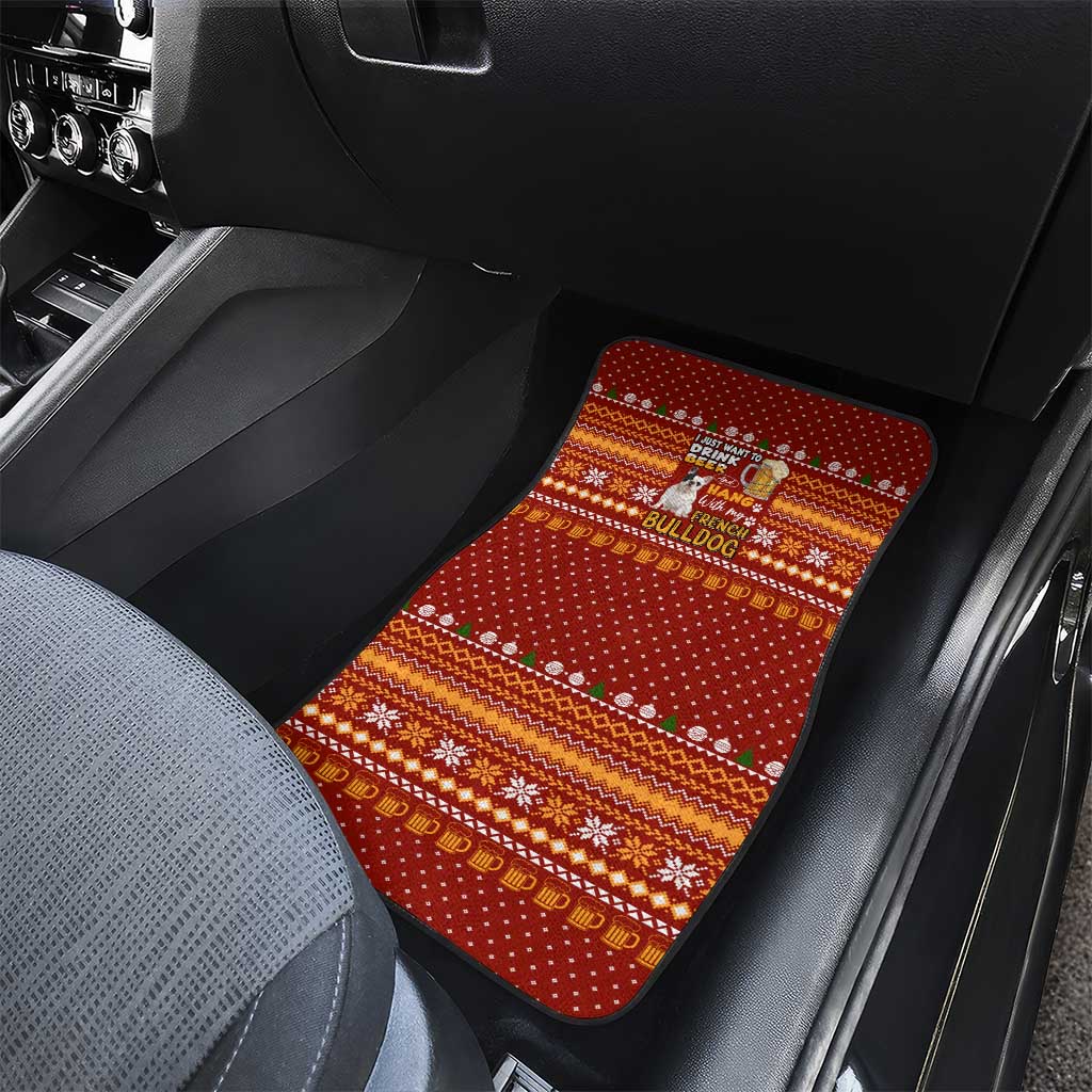 Drink Beer With French Bulldog Christmas Car Mats Xmas Holiday Patterns - Wonder Print Shop