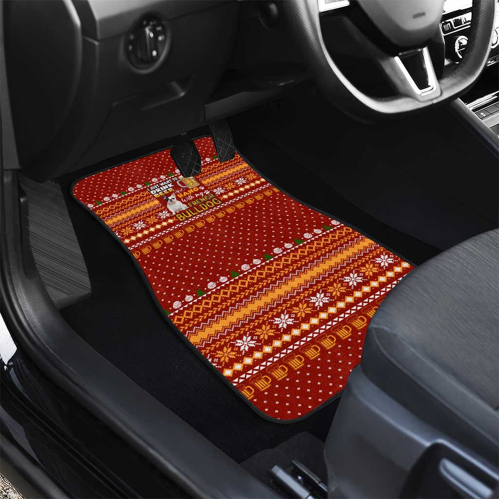 Drink Beer With French Bulldog Christmas Car Mats Xmas Holiday Patterns - Wonder Print Shop