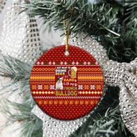 Drink Beer With French Bulldog Christmas Ceramic Ornament Xmas Holiday Patterns - Wonder Print Shop