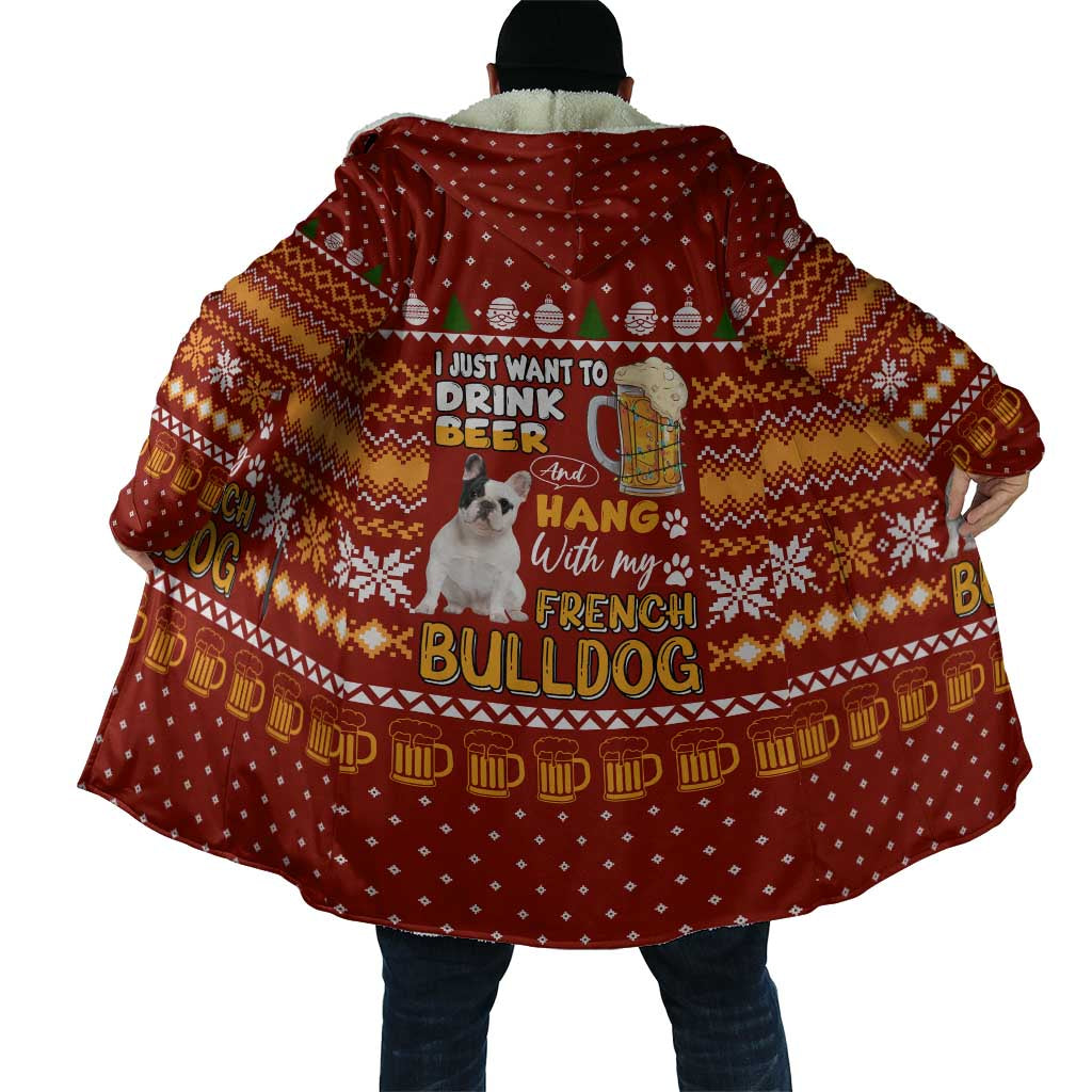 Drink Beer With French Bulldog Christmas Cloak Xmas Holiday Patterns - Wonder Print Shop