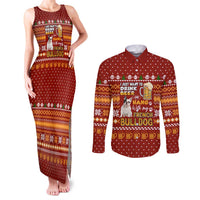 Drink Beer With French Bulldog Christmas Couples Matching Tank Maxi Dress and Long Sleeve Button Shirt Xmas Holiday Patterns - Wonder Print Shop