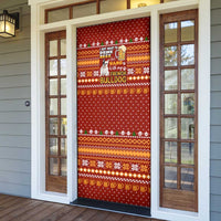 Drink Beer With French Bulldog Christmas Door Cover Xmas Holiday Patterns - Wonder Print Shop