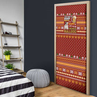 Drink Beer With French Bulldog Christmas Door Cover Xmas Holiday Patterns - Wonder Print Shop