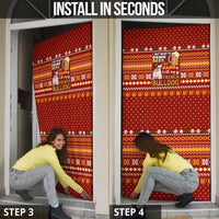 Drink Beer With French Bulldog Christmas Door Cover Xmas Holiday Patterns - Wonder Print Shop