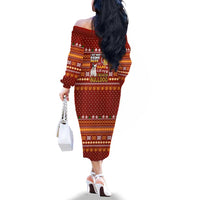 Drink Beer With French Bulldog Christmas Family Matching Off The Shoulder Long Sleeve Dress and Hawaiian Shirt Xmas Holiday Patterns - Wonder Print Shop
