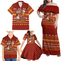 Drink Beer With French Bulldog Christmas Family Matching Off Shoulder Maxi Dress and Hawaiian Shirt Xmas Holiday Patterns - Wonder Print Shop