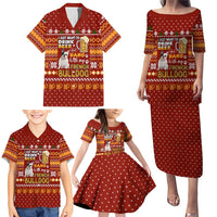 Drink Beer With French Bulldog Christmas Family Matching Puletasi and Hawaiian Shirt Xmas Holiday Patterns - Wonder Print Shop