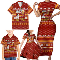 Drink Beer With French Bulldog Christmas Family Matching Short Sleeve Bodycon Dress and Hawaiian Shirt Xmas Holiday Patterns - Wonder Print Shop