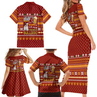 Drink Beer With French Bulldog Christmas Family Matching Short Sleeve Bodycon Dress and Hawaiian Shirt Xmas Holiday Patterns - Wonder Print Shop