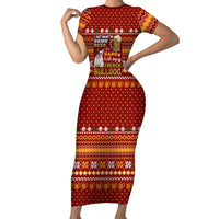 Drink Beer With French Bulldog Christmas Family Matching Short Sleeve Bodycon Dress and Hawaiian Shirt Xmas Holiday Patterns - Wonder Print Shop