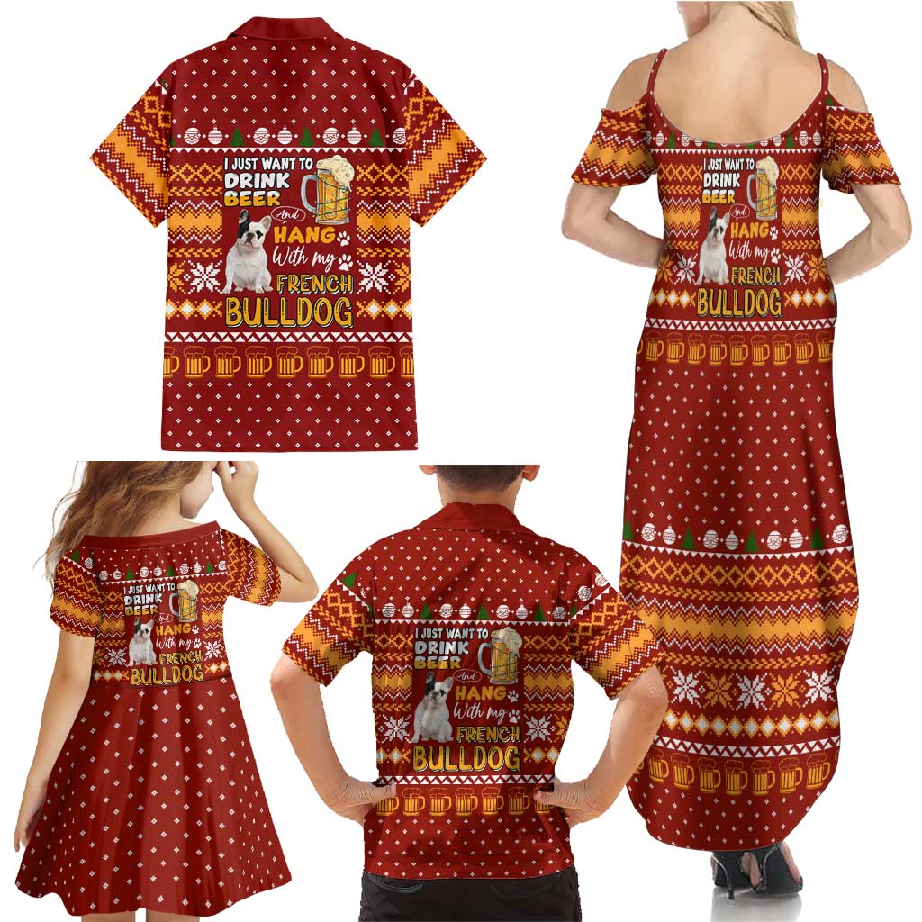 Drink Beer With French Bulldog Christmas Family Matching Summer Maxi Dress and Hawaiian Shirt Xmas Holiday Patterns - Wonder Print Shop