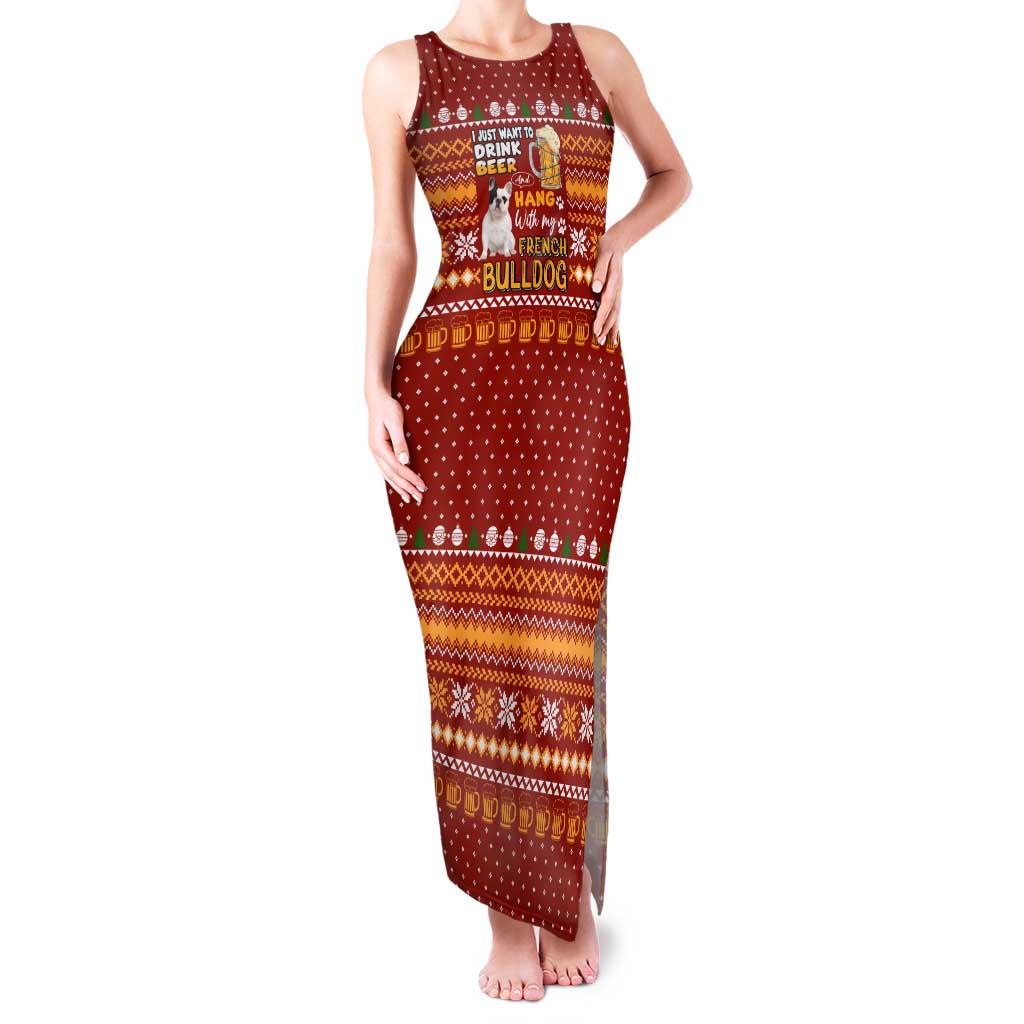 Drink Beer With French Bulldog Christmas Family Matching Tank Maxi Dress and Hawaiian Shirt Xmas Holiday Patterns - Wonder Print Shop