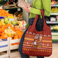Drink Beer With French Bulldog Christmas Grocery Bag Xmas Holiday Patterns - Wonder Print Shop