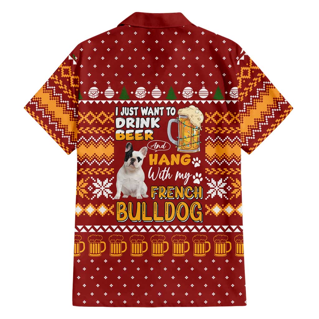 Drink Beer With French Bulldog Christmas Hawaiian Shirt Xmas Holiday Patterns - Wonder Print Shop