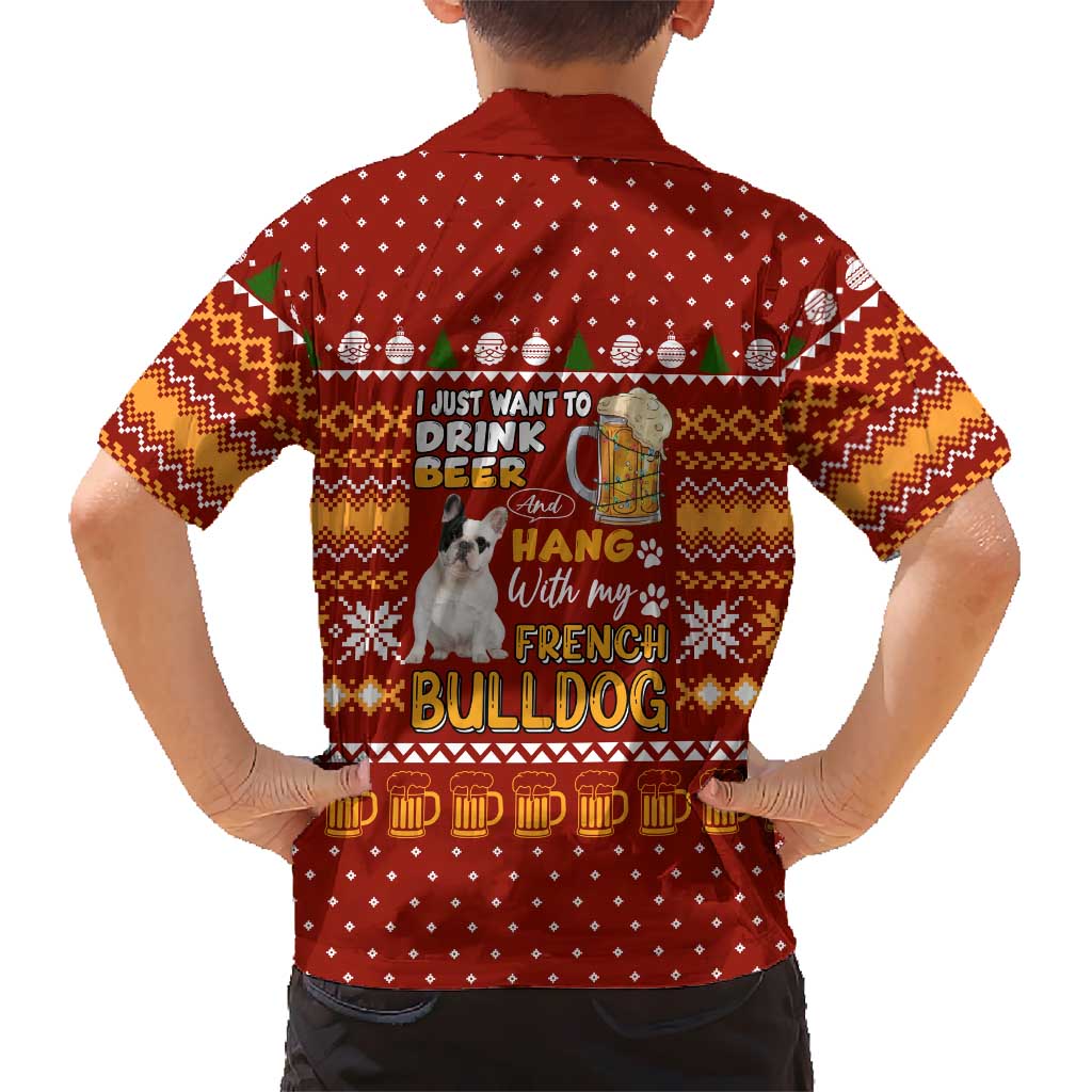 Drink Beer With French Bulldog Christmas Hawaiian Shirt Xmas Holiday Patterns - Wonder Print Shop