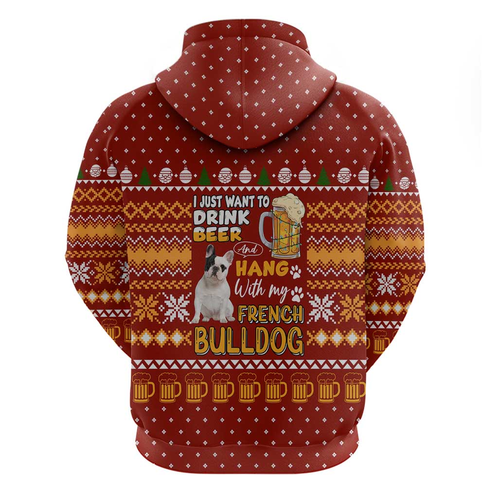 Drink Beer With French Bulldog Christmas Hoodie Xmas Holiday Patterns - Wonder Print Shop