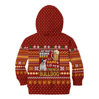 Drink Beer With French Bulldog Christmas Kid Hoodie Xmas Holiday Patterns - Wonder Print Shop